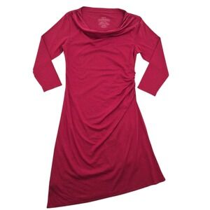 Patagonia Womens Organic Cotton Tencel Ruched Cowl Neck Dress Red 58680 M